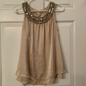 Adiva Embellished Champagne-Colored Sleeveless Top
